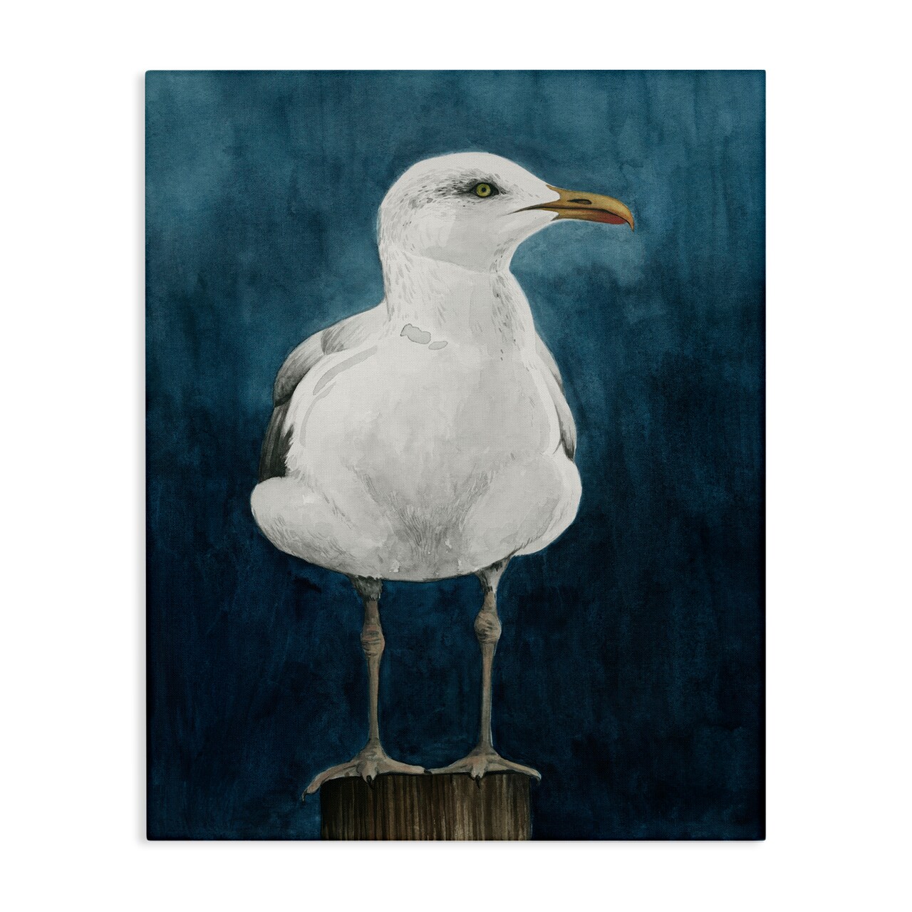 Stupell Industries Seagull Perched over Blue Canvas Wall Art Design by Grace Popp